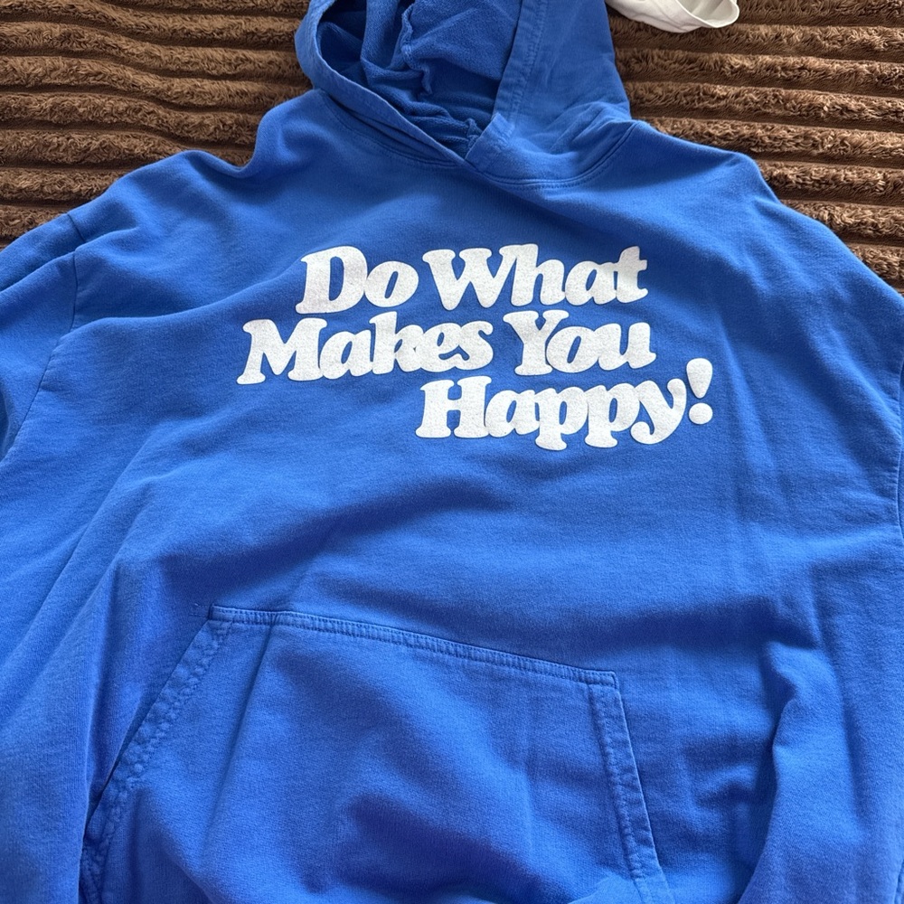 Blue Hoodie with "Do What Makes You Happy!" Graphic